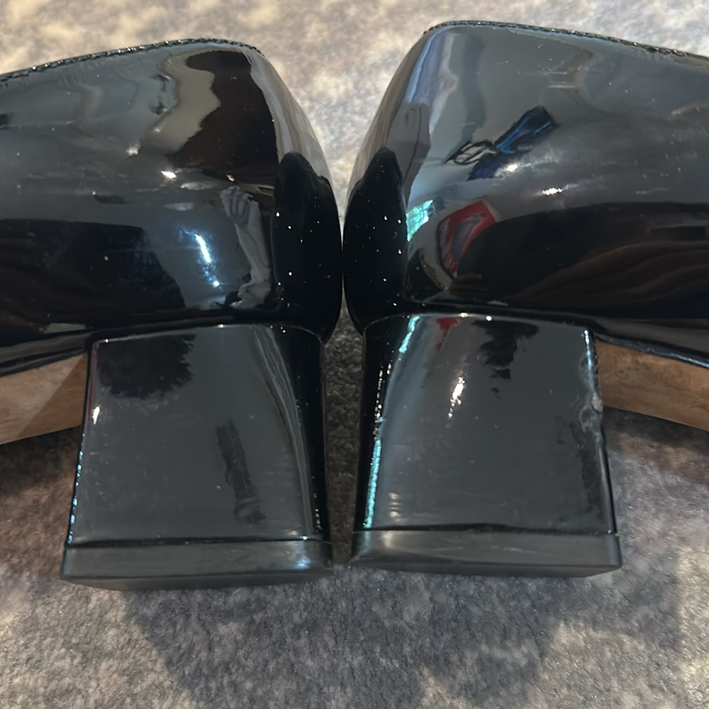 DIOR BLACK PATENT CHUNKY HEEL SHOE SIZE 7.5 - Picture 9 of 16
